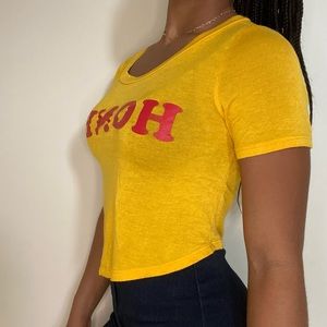 yellow and red honey shirt
